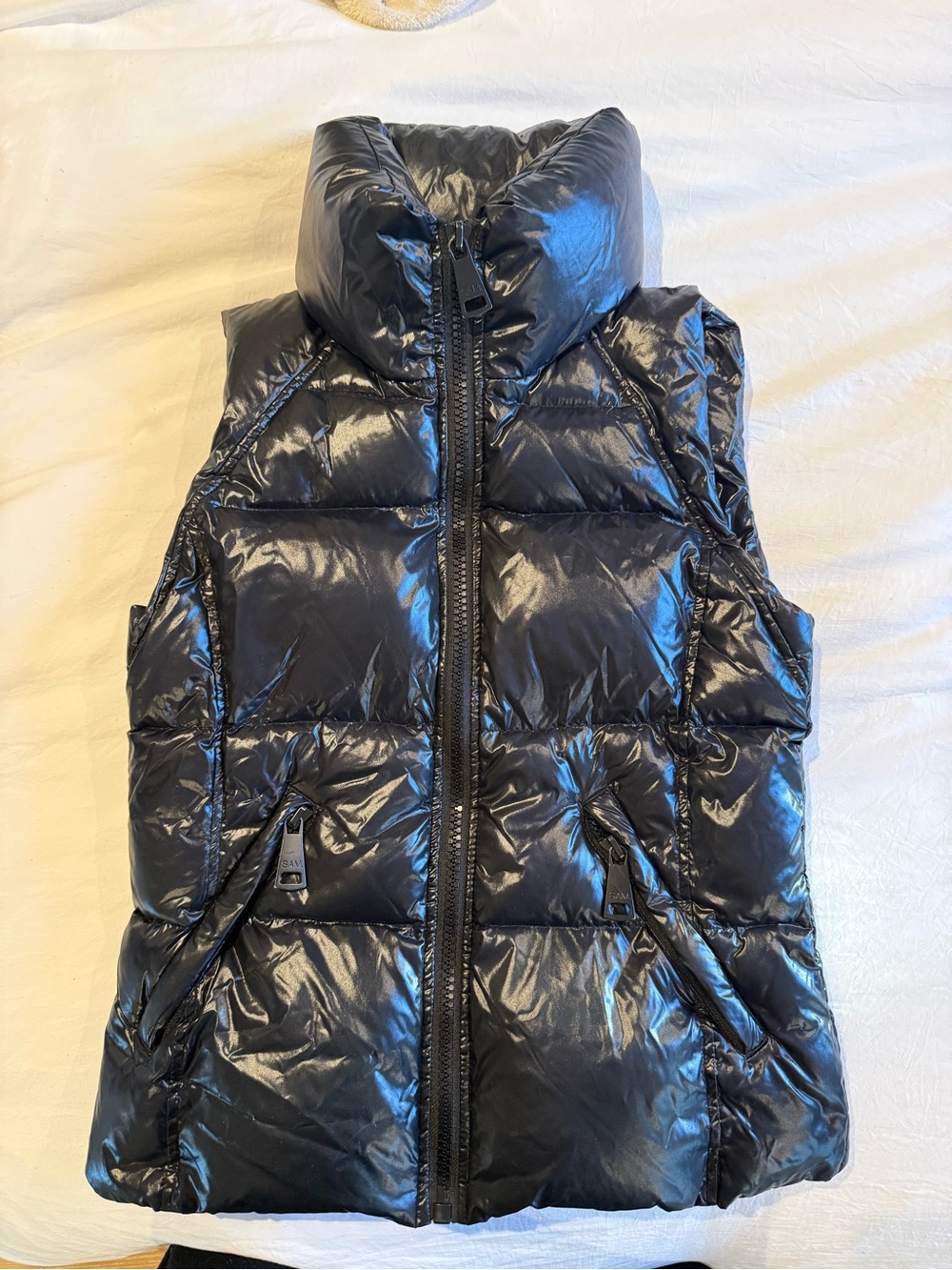 SAM. Black Glossy Quilted Vest